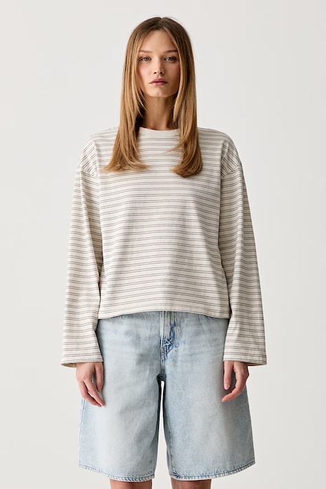 rag & bone longsleeve damski bawełniany Kelly beżowy RE7226HT3KW