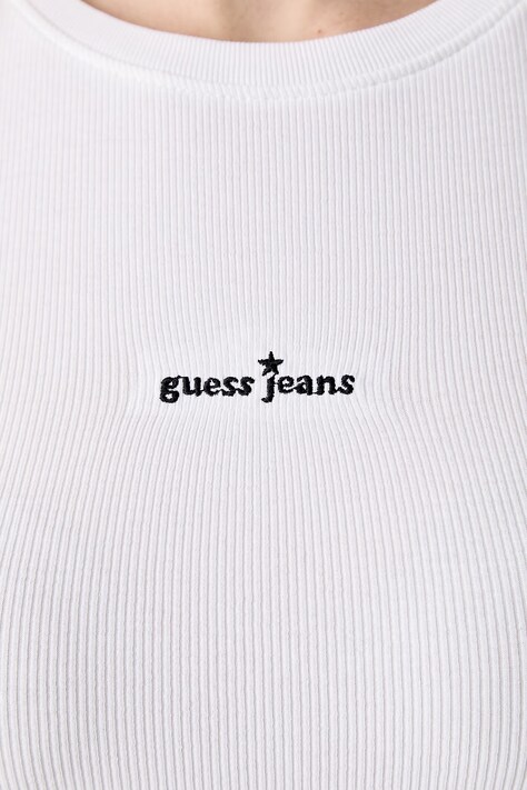 Guess Jeans лонгслів жіночий бавовняний з еластаном — AW26-BUDZWW, білий — фото 5