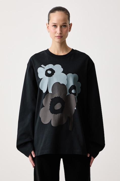 Marimekko Tričko s dlhým rukávom dámske bavlnené čierne 096199