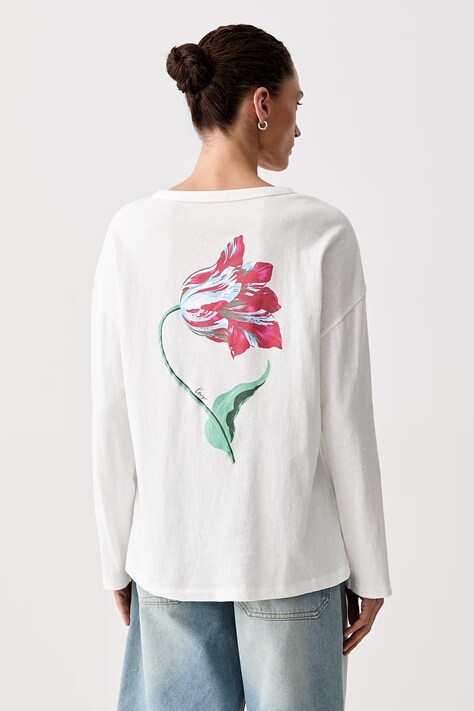 Kenzo longsleeve damski bawełniany beżowy FG62TL3594SK