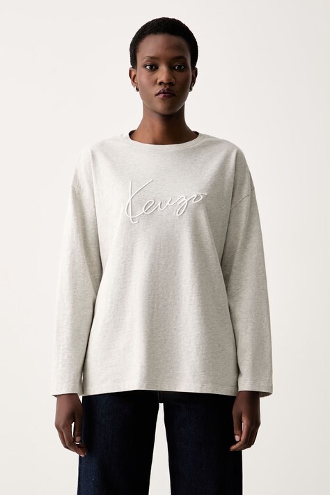 Kenzo longsleeve damski bawełniany szary FG62TL3574SG