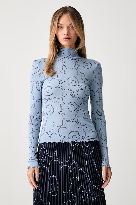 Marimekko majica dugih rukava ženska od vune plava 095930