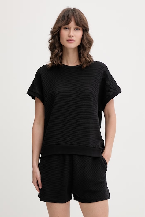 BOSS футболка lounge жіноча з ліоцелем BB TEXTURE_Top чорна 50566104