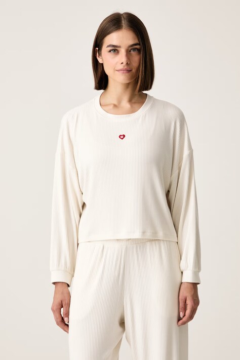 HUGO Bluza lounge damska z modalem HUGO HEART TOP biała 50566668