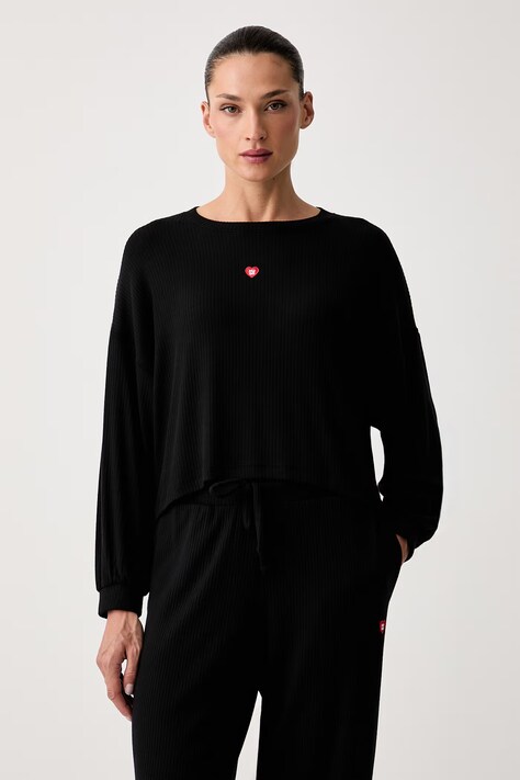 HUGO bluza lounge damska z modalem HUGO HEART TOP czarna 50566668