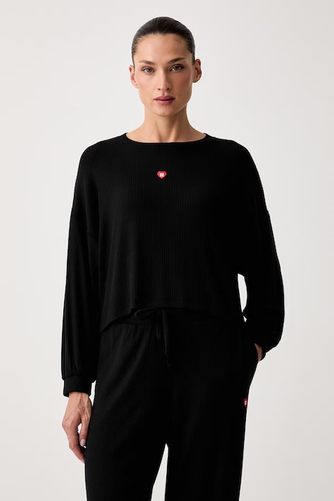HUGO bluza lounge damska z modalem HUGO HEART TOP czarna 50566668
