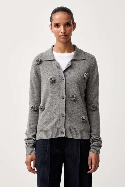 Stine Goya kardigan damski wełniany szary SG-PF26-K089-2530