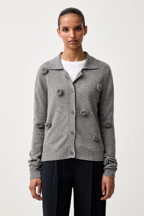 Stine Goya cardigan pentru femei din lână gri SG-PF26-K089-2530
