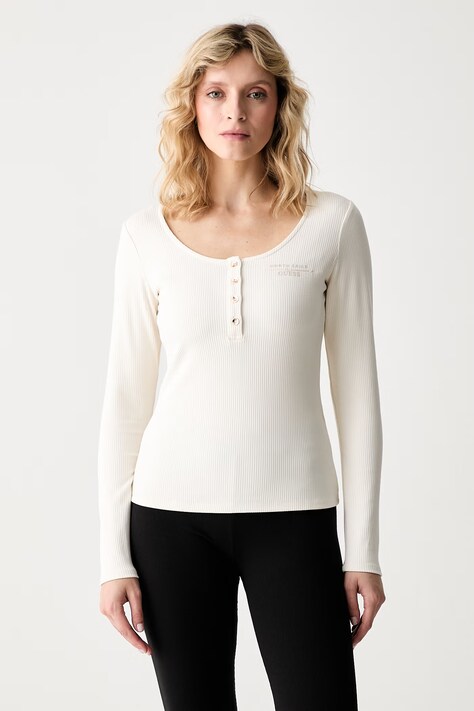 Guess longsleeve damski z wiskozy X NORTH SAILS beżowy W6YP60 K5318