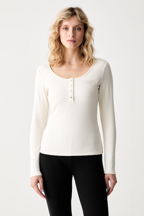 Guess longsleeve damski z wiskozy X NORTH SAILS beżowy W6YP60 K5318