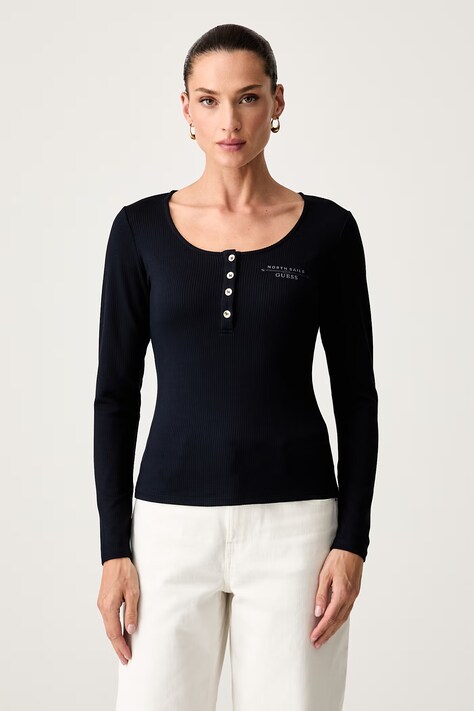 Guess longsleeve damski z wiskozy X NORTH SAILS granatowy W6YP60 K5318