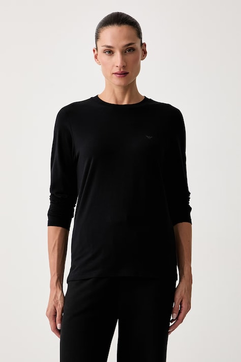 Emporio Armani Underwear longsleeve lounge damski bawełniany z elastanem czarny EW001899.AF25589