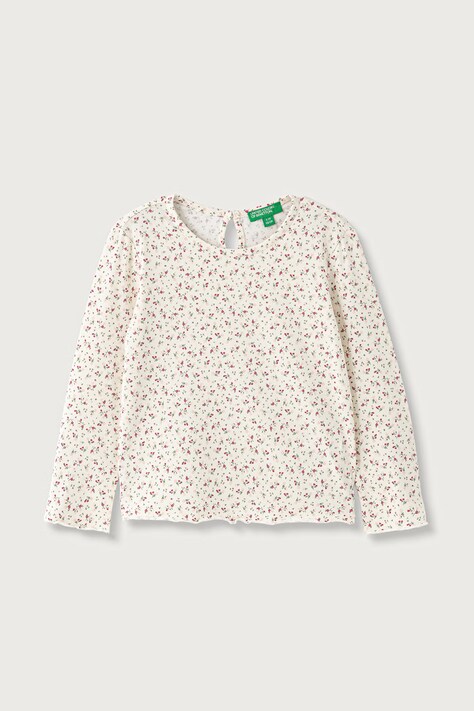 United Colors of Benetton Longsleeve dziecięcy bawełniany z elastanem beżowy 3H2LG10OE