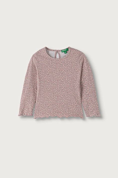 United Colors of Benetton Longsleeve dziecięcy bawełniany z elastanem różowy 3H2LG10OE