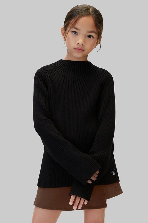 Calvin Klein Jeans Longsleeve dziecięcy bawełniany czarny LVCKFJF12