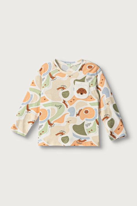 United Colors of Benetton Longsleeve niemowlęcy bawełniany beżowy 3Q74A107G