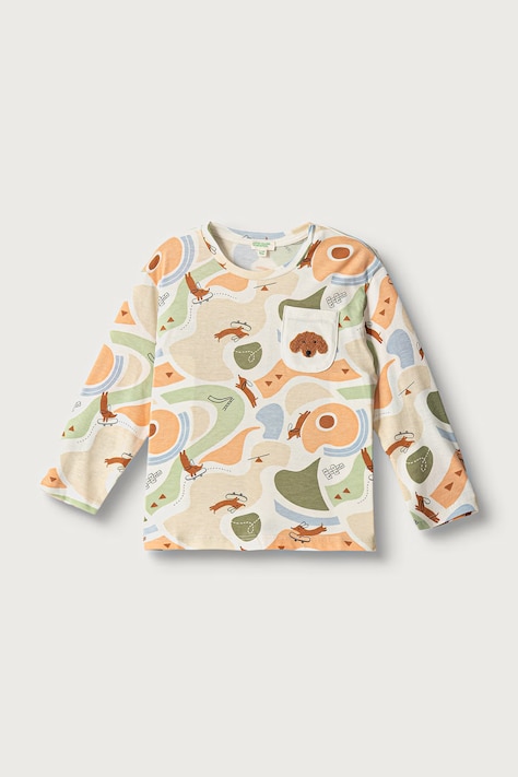 United Colors of Benetton Longsleeve niemowlęcy bawełniany beżowy 3Q74A107G