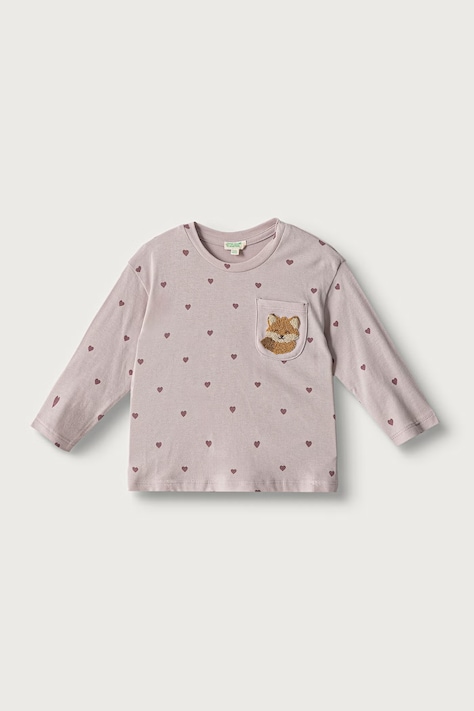 United Colors of Benetton Longsleeve niemowlęcy bawełniany różowy 3Q74A107G