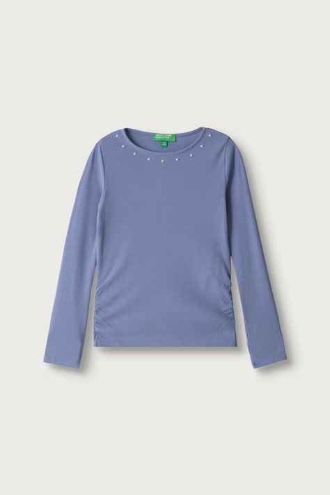 United Colors of Benetton Majica dugih rukava za djecu od pamuka s elastanom ljubičasta 3K5KC10UG