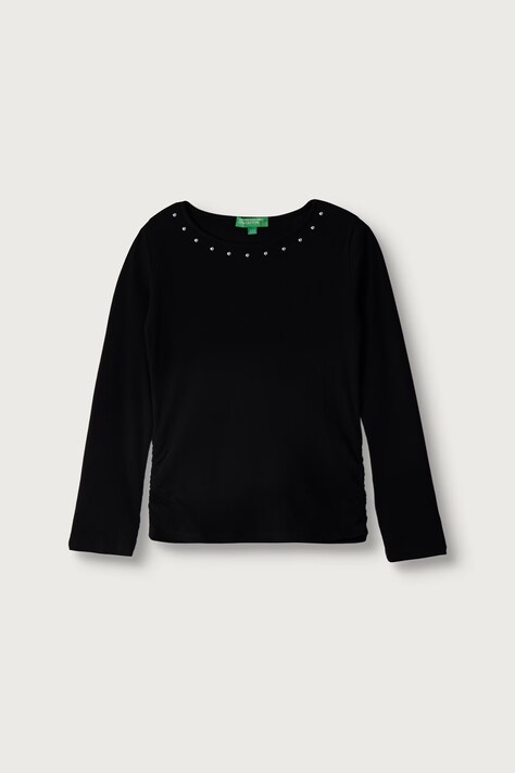 United Colors of Benetton Majica dugih rukava za djecu od pamuka s elastanom crna 3K5KC10UG