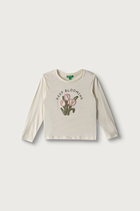 United Colors of Benetton Longsleeve dziecięcy bawełniany beżowy 3I1XG10NH