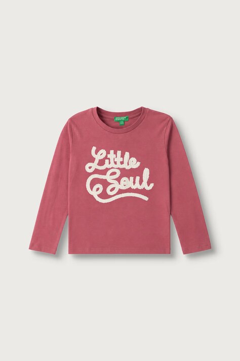 United Colors of Benetton Longsleeve pentru copii din bumbac roz 3I1XG10NH