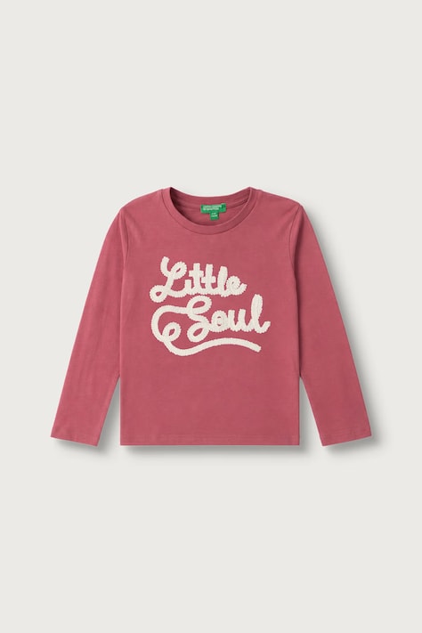 United Colors of Benetton Longsleeve pentru copii din bumbac roz 3I1XG10NH