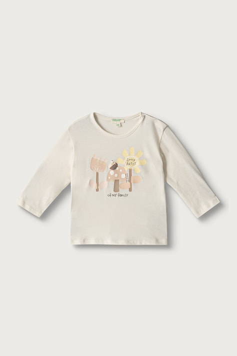 United Colors of Benetton Longsleeve pentru bebeluși din bumbac bej 3ATNA107H