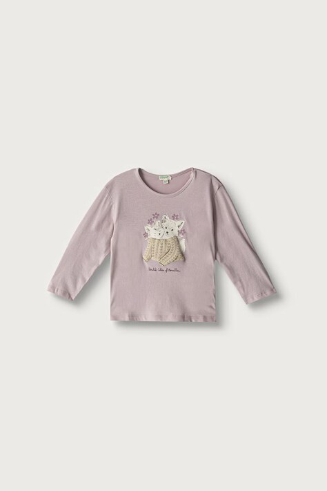 United Colors of Benetton Longsleeve niemowlęcy bawełniany różowy 3ATNA107H