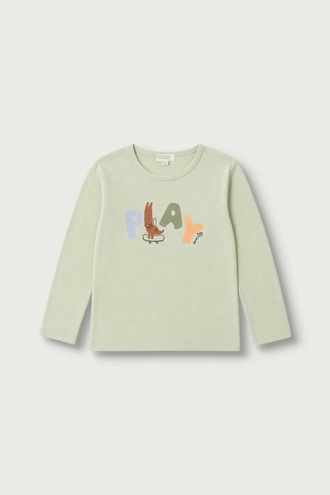 United Colors of Benetton Longsleeve pentru bebeluși din bumbac verde 3ATNA107H