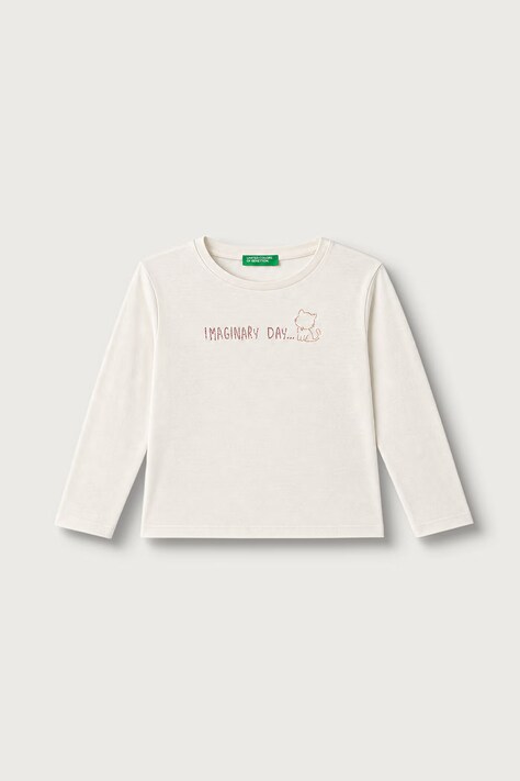 United Colors of Benetton Majica dugih rukava za djecu od pamuka bež 3I1XG10FH