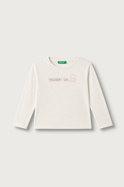 United Colors of Benetton Majica dugih rukava za djecu od pamuka bež 3I1XG10FH