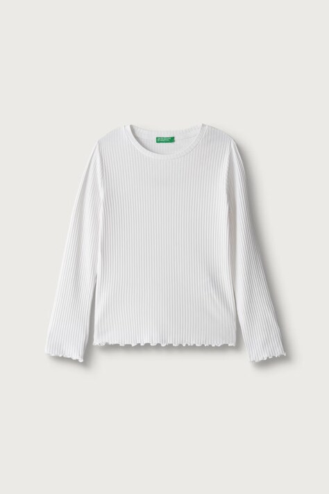 United Colors of Benetton Majica dugih rukava za djecu od pamuka s elastanom bijela 3F1EC10N1