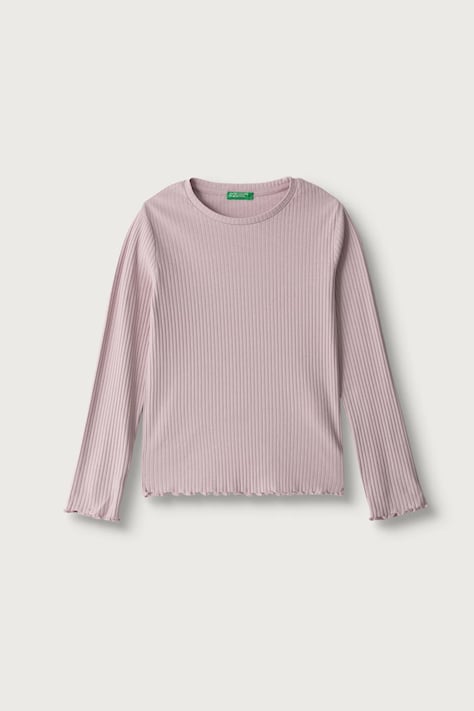United Colors of Benetton Majica dugih rukava za djecu od pamuka s elastanom roza 3F1EC10N1