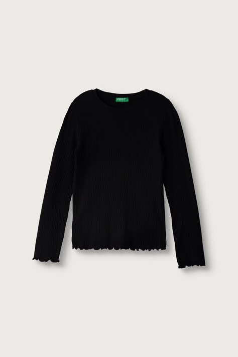 United Colors of Benetton Majica dugih rukava za djecu od pamuka s elastanom crna 3F1EC10N1