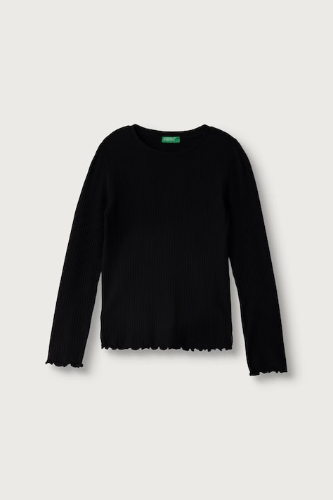 United Colors of Benetton Majica dugih rukava za djecu od pamuka s elastanom crna 3F1EC10N1