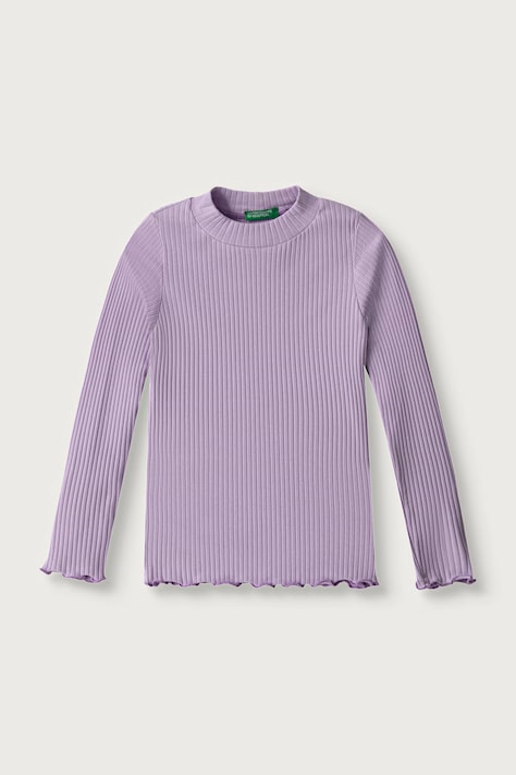 United Colors of Benetton Majica z dolgimi rokavi otroška bombažna z elastanom vijolična 3F1AG200S