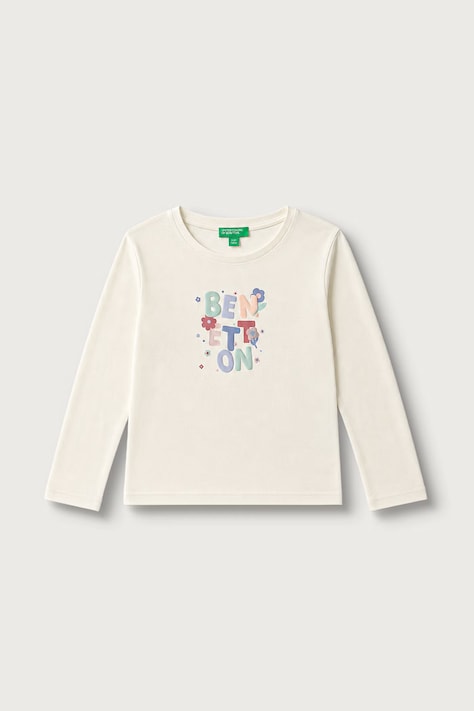 United Colors of Benetton Лонгслив для детей из хлопка бежевый 3ATNG10NI