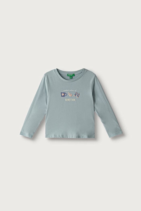 United Colors of Benetton Блуза с дълги ръкави за деца от памук зелена 3ATNG10NI