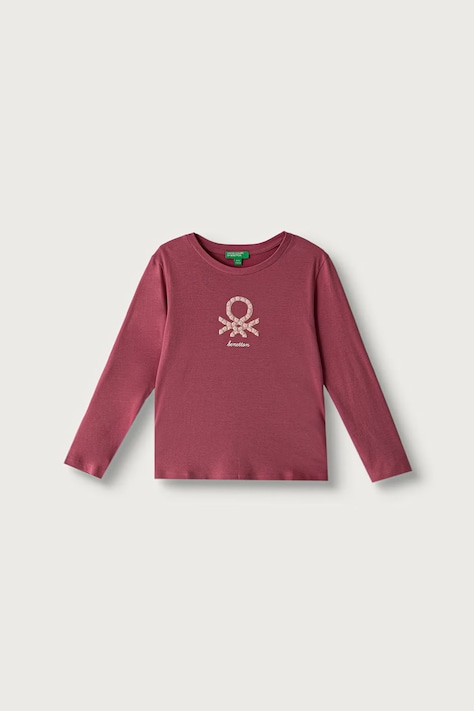 United Colors of Benetton Longsleeve pentru copii din bumbac roz 3ATNG10NI