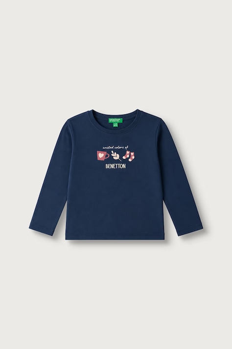 United Colors of Benetton Longsleeve dziecięcy bawełniany granatowy 3ATNG10NI