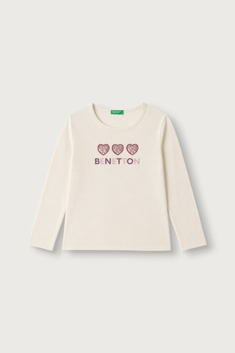 United Colors of Benetton Majica dugih rukava za djecu od pamuka bež 3ATNG10GI