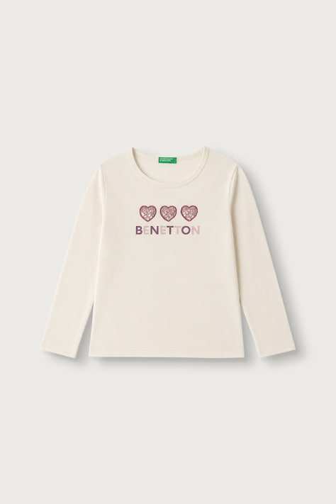 United Colors of Benetton Majica dugih rukava za djecu od pamuka bež 3ATNG10GI
