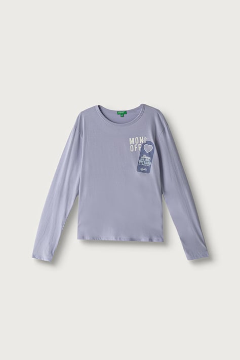 United Colors of Benetton Блуза с дълги ръкави за деца от памук виолетова 3ATNC10UA