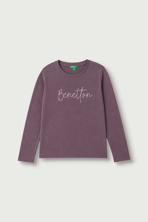 United Colors of Benetton Longsleeve dziecięcy bawełniany fioletowy 3ATNC10U8