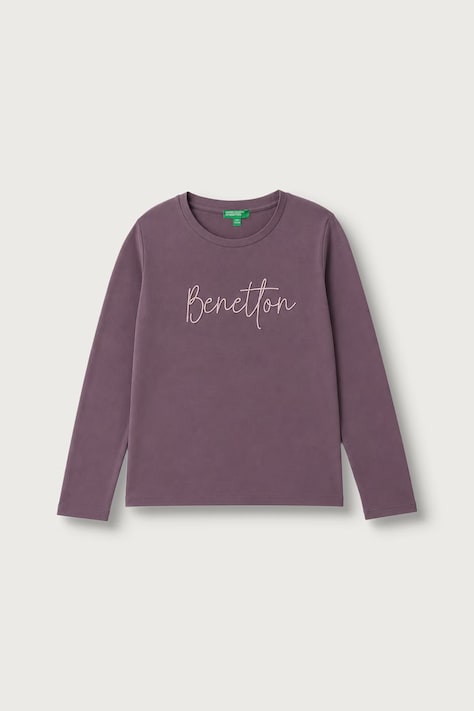 United Colors of Benetton Longsleeve dziecięcy bawełniany fioletowy 3ATNC10U8