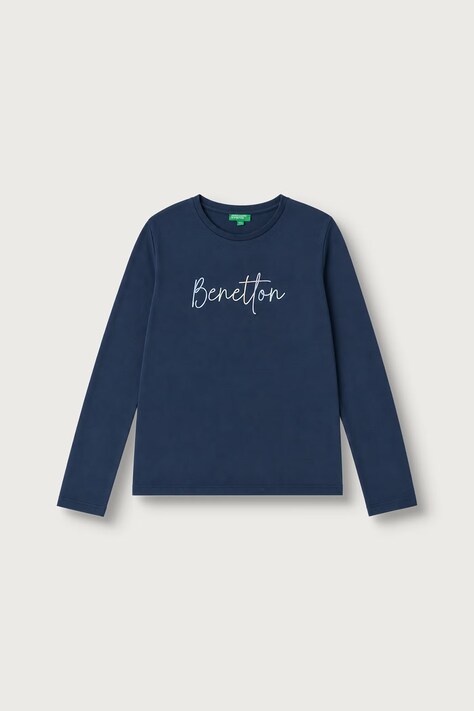 United Colors of Benetton Longsleeve dziecięcy bawełniany granatowy 3ATNC10U8