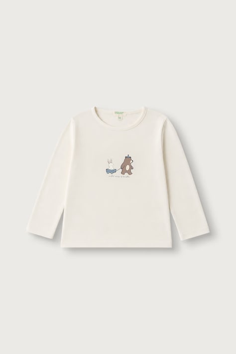 United Colors of Benetton Majica dugih rukava za djecu od pamuka bež 3ATNA107I