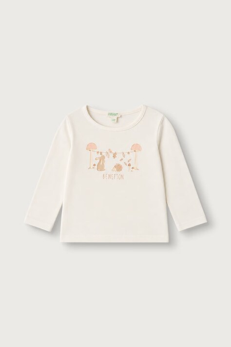 United Colors of Benetton Majica dugih rukava za djecu od pamuka bež 3ATNA107I
