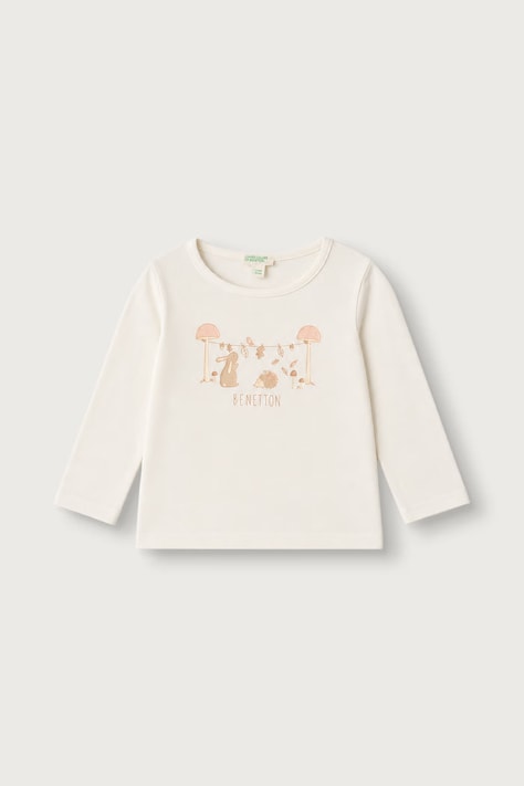 United Colors of Benetton Majica dugih rukava za djecu od pamuka bež 3ATNA107I